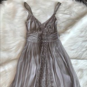 Anthropologie gray lace and chiffon midi dress